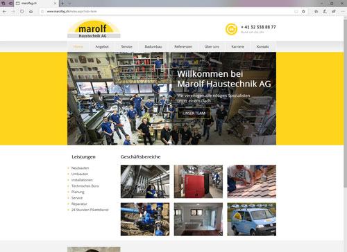 Webseite für Marolf AG Erlach Haustechnik