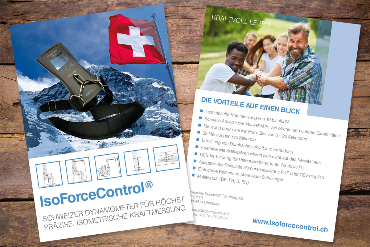 A5 Flyer für Firma MDS AG in Oberburg für das IsoForceControl A5 Flyer für Firma MDS AG in Oberburg für das IsoForceControl