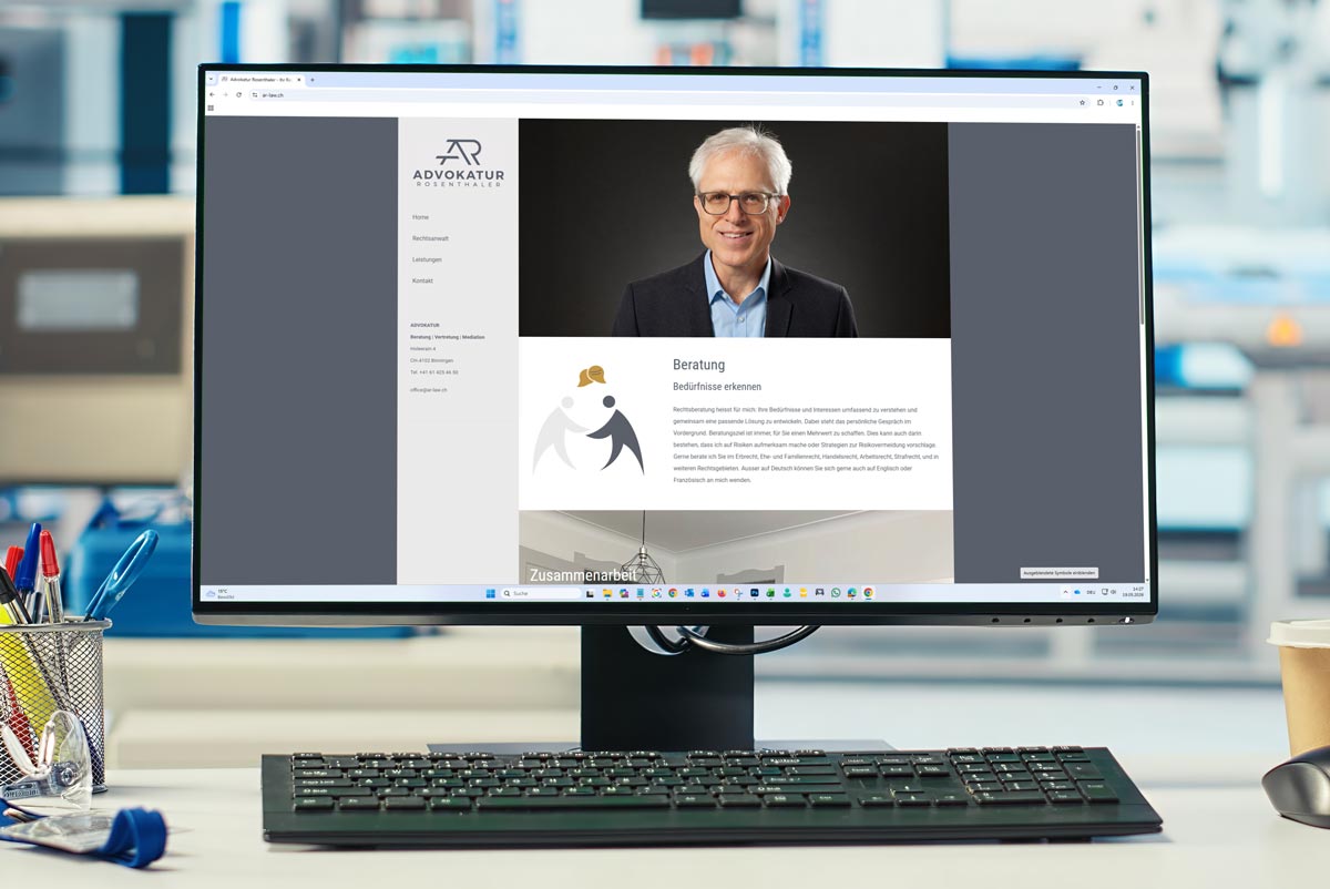 Webseite AR Advokatur Simon Rosenthaler in Binningen