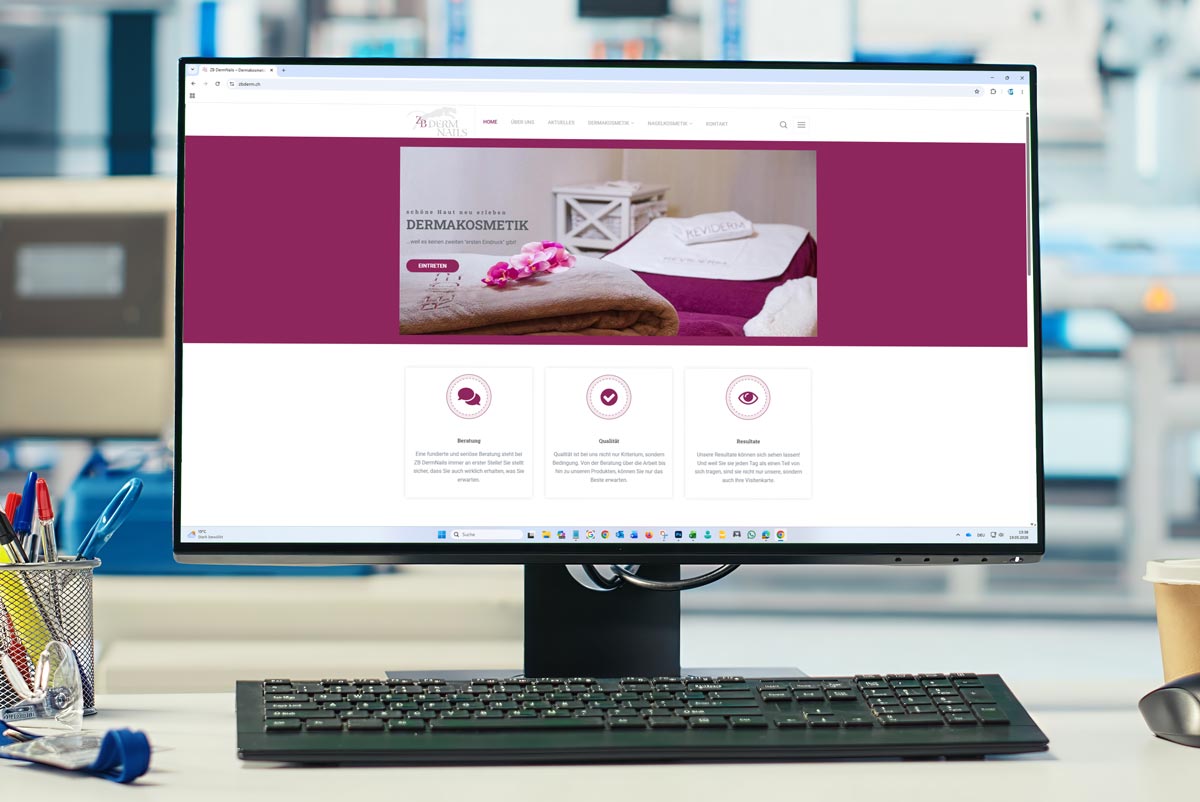Webseite ZBDerm Nails in Thun