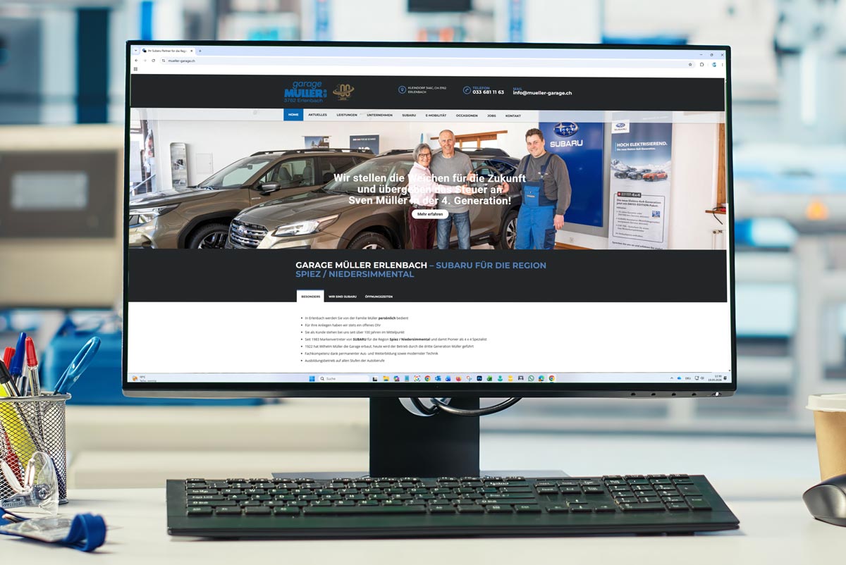 Webseite Garage Müller AG in Erlenbach