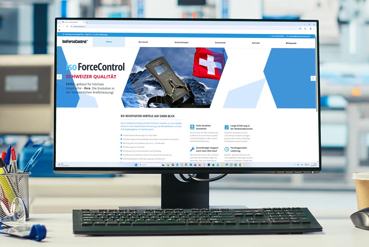 Webseite für IsoForce Control aus Oberburg