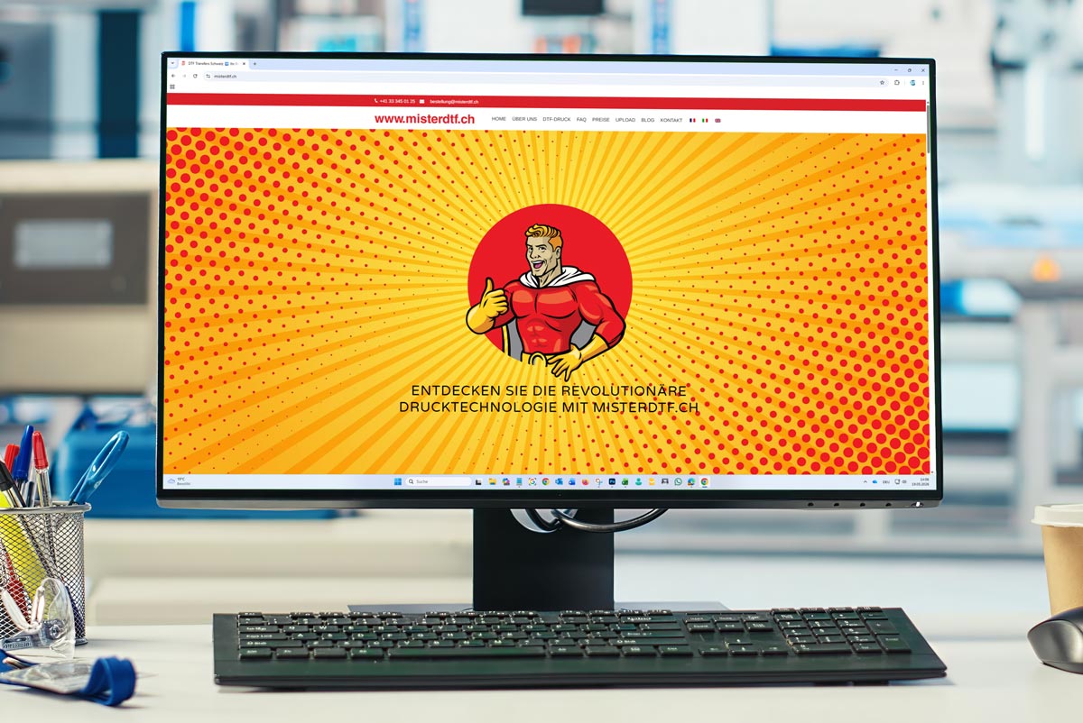 Webseite Mister DTF für DTF-Druck aus Uetendorf
