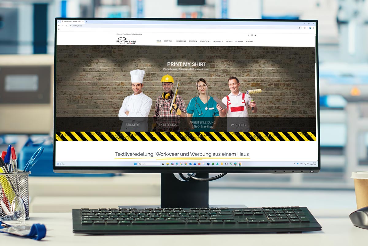 Webseite T-Shirt Druckerei und Workwear - Uetendorf